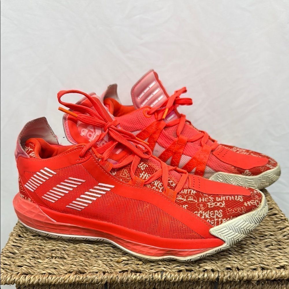 ADIDAS DAME 6 Basketball Sneakers Size 9 FU6808 Solar Red